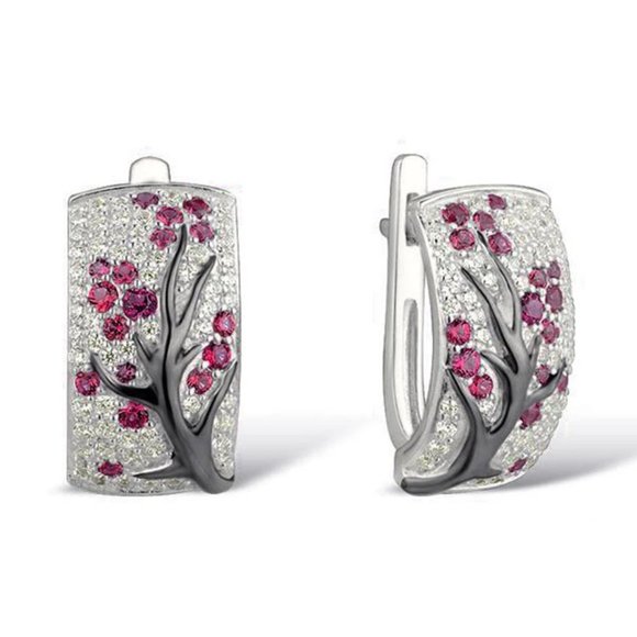 Cherry blossom set with earrings, pendant, and ring. Only size 8 available. - Picture 4 of 4